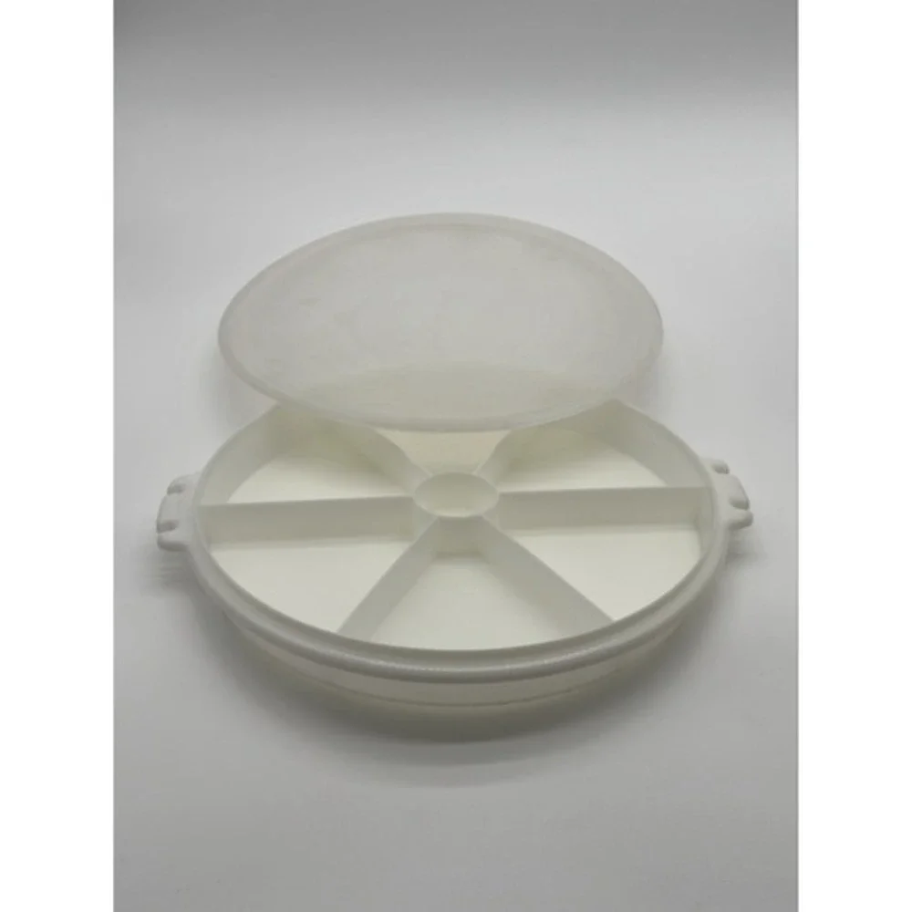 Tupperware #405-2 White Party Susan Vegetable Relish Tray with‎ Lid #224-9